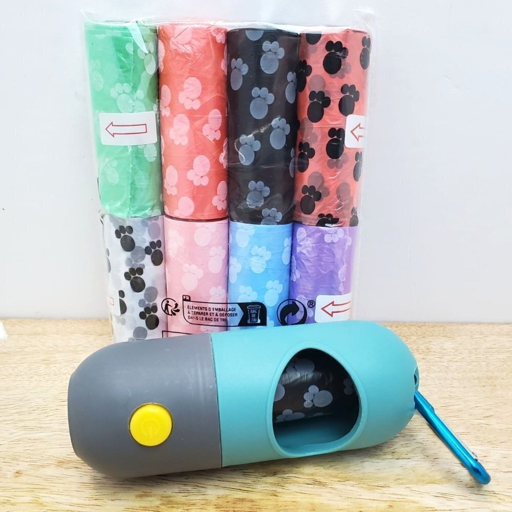 Dog Waste Poop Bags Green LED Flashlight